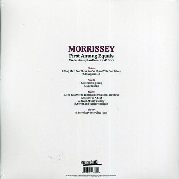 Morrissey First Among Equals 1988 Wolverhampton Broadcast 2LP Vinyl Gatefold - Picture 2 of 6